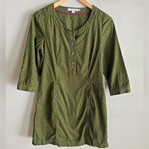 Boden Green Polka Dot Corduroy Shift Dress US 4 Mod Retro